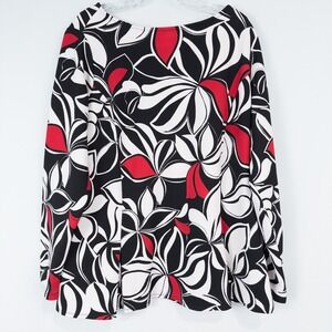 Susan Graver Floral Printed Textured Knit Long Sleeve Top 1X Red White Black
